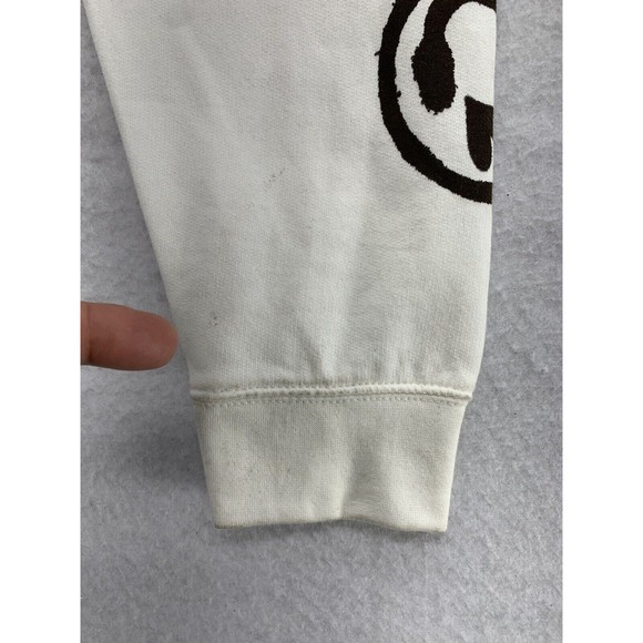 BooHoo Sweatshirt Hoodie Small Emoji Graffiti Drip Heart Face Oversize Ivory NWT - Picture 10 of 15